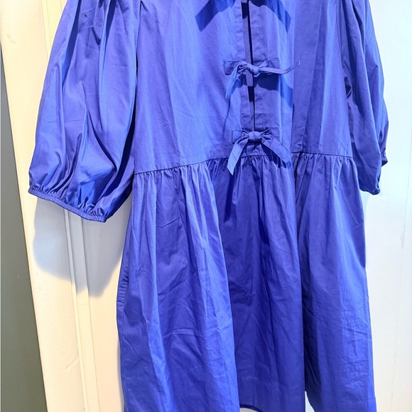 Vibrant Blue Women’s  Dress with Bow Details - Picture 2 of 11